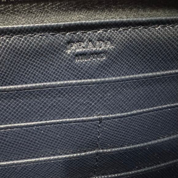Auth Prada Blue Saffiano Leather Organizer Wallet Large - Picture 14 of 16